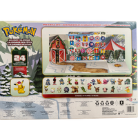 Thumbnail for Opened back panel artwork display reading Happy Holidays in multiple languages surrounded by Pokémon characters