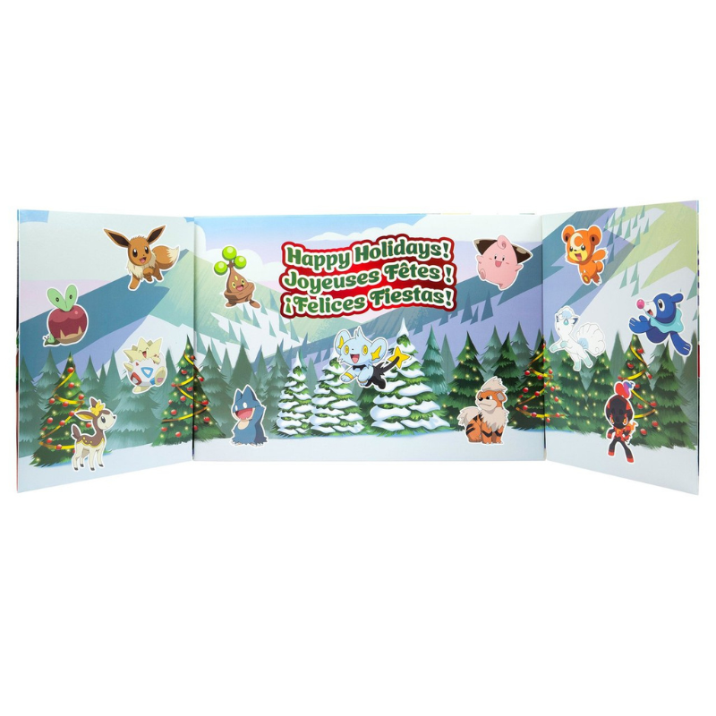 Pop-up holiday diorama display with all 24 included Pokémon mini action figures
