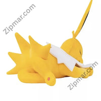 Thumbnail for Pokemon sleeping Jolteon plush rear angle view showing tail spikes and curled paws”