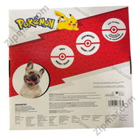 Thumbnail for Pokémon Squeaky Dog Toys box back featuring Soft, Lightweight, Easy to Carry callouts, French Bulldog photo, Jazwares branding, and ©Nintendo copyright
