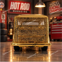 Thumbnail for Rear of 24K gold plated woody wagon diecast with wood grain panels and bumper