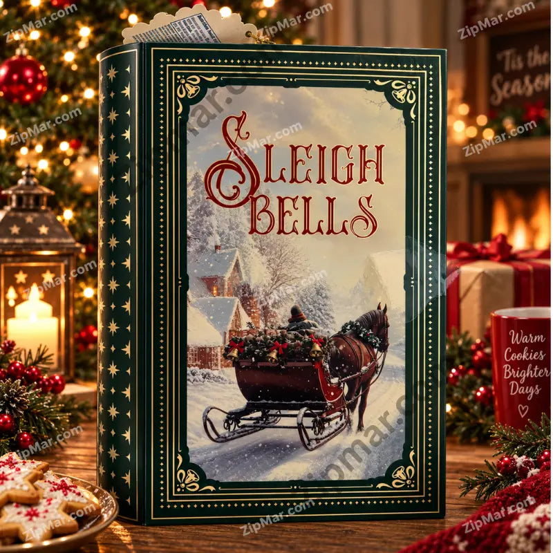 Royal Dutchies Winter Tales Sleigh Bells cookie tin front with horse drawn sleigh cover art