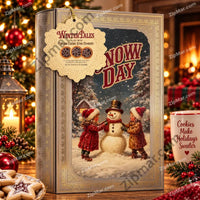 Thumbnail for Royal Dutchies Winter Tales Snow Day cocoa creme star cookie tin front with snowman cover art”