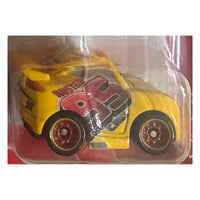 Thumbnail for Mattel Disney Pixar Cars Cruz Ramirez in Rust-eze racing livery Mini Racer yellow diecast car close-up