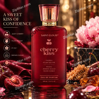 Thumbnail for Saint Cloud Cherry Kiss eau de parfum 100 mL front with cherry icon and fragrance notes