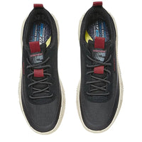 Thumbnail for Top-down overhead view of Skechers Classic Fit black and red men's sneakers
