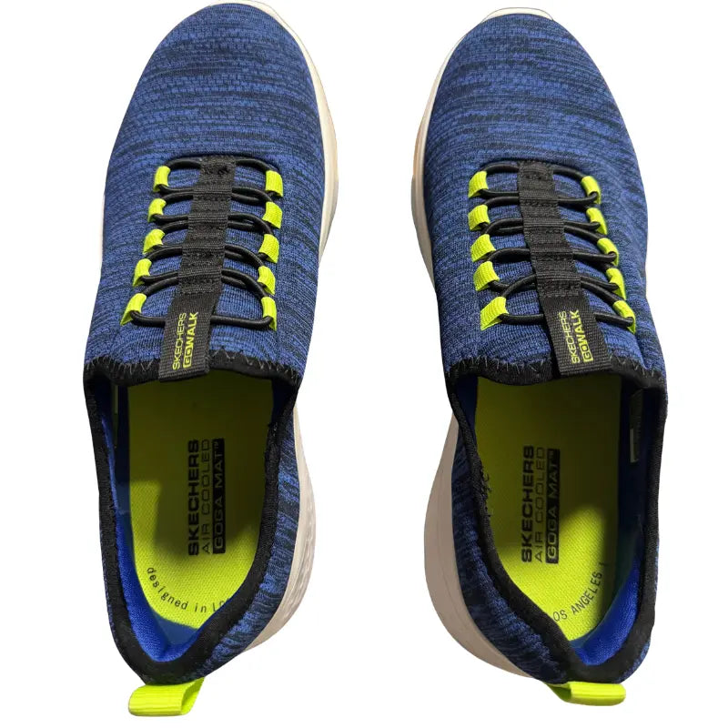 Angle top view showing Skechers Air-Cooled Goga Mat bright lime green insoles