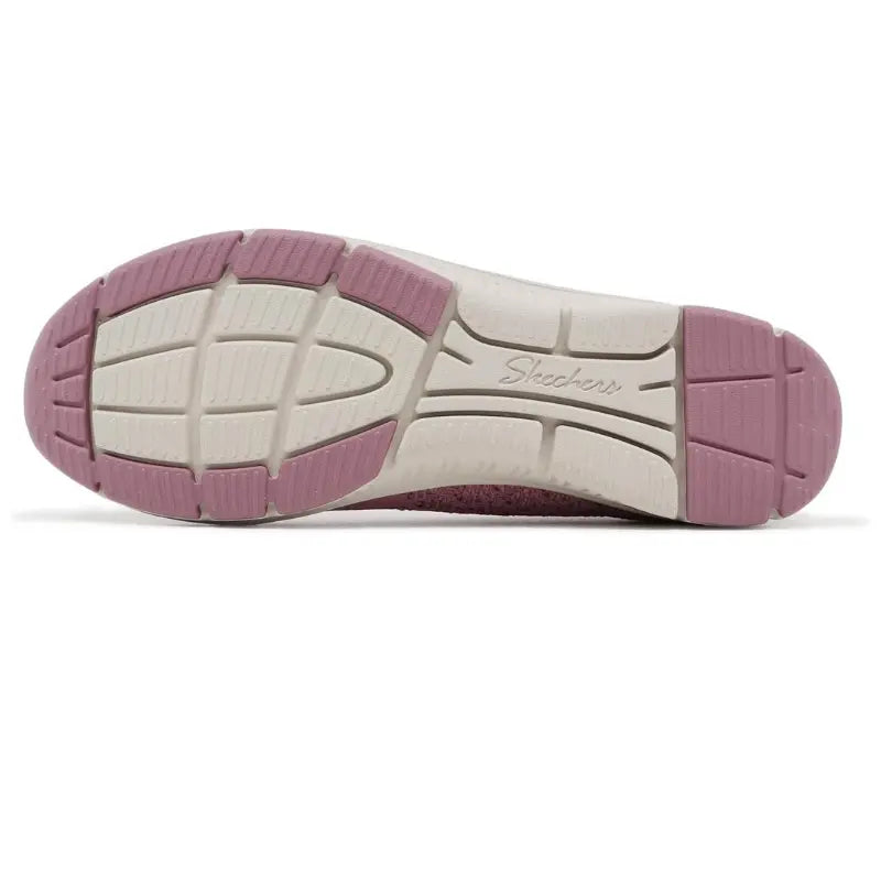 Bottom traction sole view of Skechers GO WALK Lite Enamored pink shoes