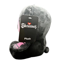 Thumbnail for Skelanimals Pink Diego the Bat plush side profile view showing Skelanimals hang tag