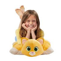 Thumbnail for Sox the cat plush used as a comfortable pillow for lounging.