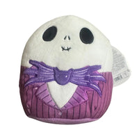 Thumbnail for Squishmallows Disney Jack Skellington in purple pinstripe suit 5-inch plush front view with hangtag