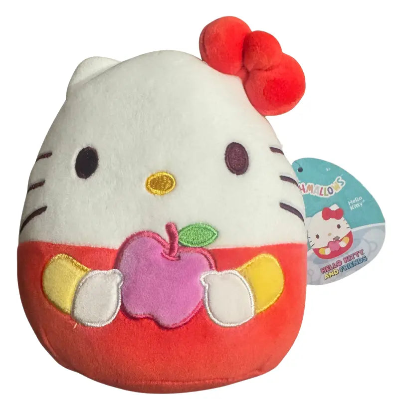 Squishmallows Hello Kitty with Pink Apple plush displaying official Sanrio hangtag