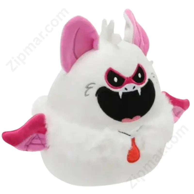 Squishmallows Poppy Vampire Bat Plush White Body Pink Bat Wings Fangs and Fluffy Collar