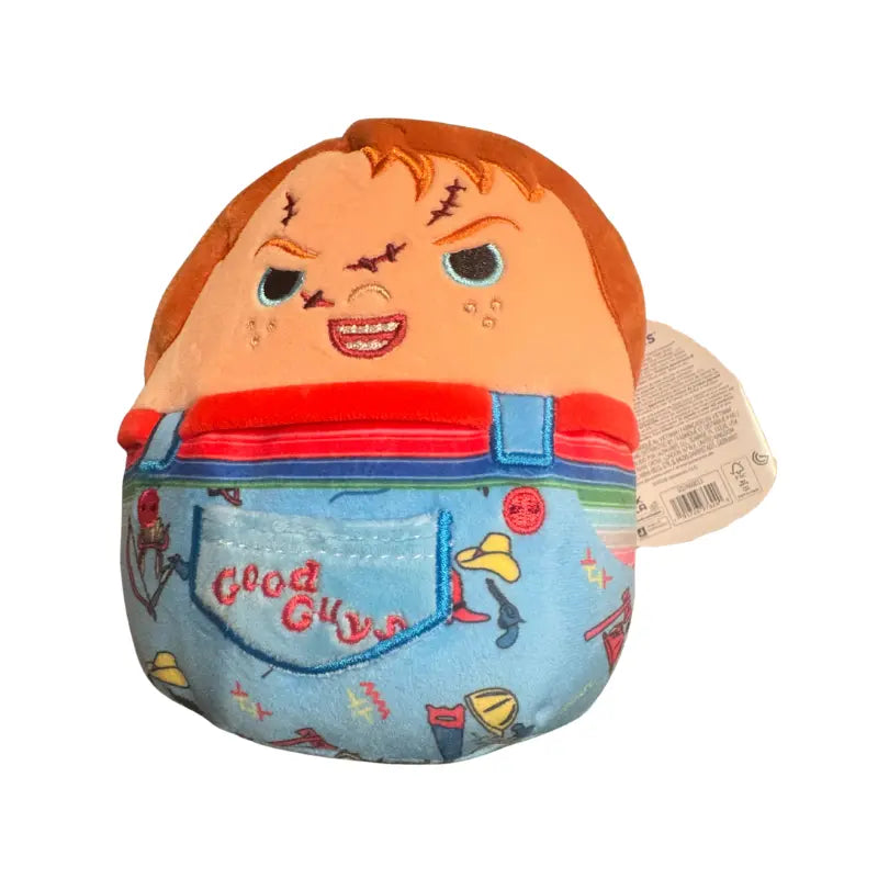 Squishmallows 8-inch Chucky plush front view with hangtag attached