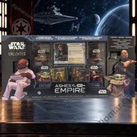 Thumbnail for Star Wars Unlimited Ashes of the Empire Premium Collection box front with booster packs and leader card”