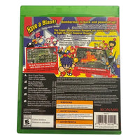 Thumbnail for Super Bomberman R Shiny Edition Xbox One back cover showing 8 player multiplayer specs ESRB E10 Konami branding