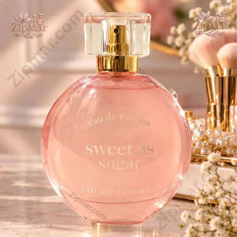 Sweet As Sugar Eau De Parfum 3.4 oz 100 ml pink round glass bottle on display vanity
