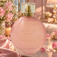 Thumbnail for Back view of Sweet As Sugar Eau De Parfum pink bottle with vanity background