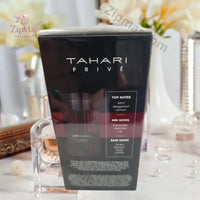 Thumbnail for Tahari Privé Bordeaux Elixir box side angle with top notes mint, bergamot and lemon and base notes tonka, benzoin, musk and vanilla