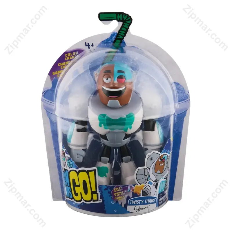 Teen Titans Go! Twisty Titans Cyborg Color Change action figure in slushie cup packaging