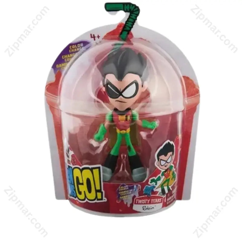 Teen Titans Go! Twisty Titans Robin Color Change figure in red slushie cup packaging