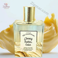 Thumbnail for Close up of The Good Scent Gooey Butter Cake Eau de Parfum label reading gooey caramel, whipped pistachio, vanilla cream