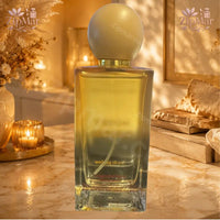Thumbnail for Back glass view of Honey Butter bottle showing detailed fragrance notes printed on inner label