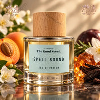 Thumbnail for The Good Scent Spell Bound Eau de Parfum 100 mL clear cylindrical glass bottle with natural wood cap front view