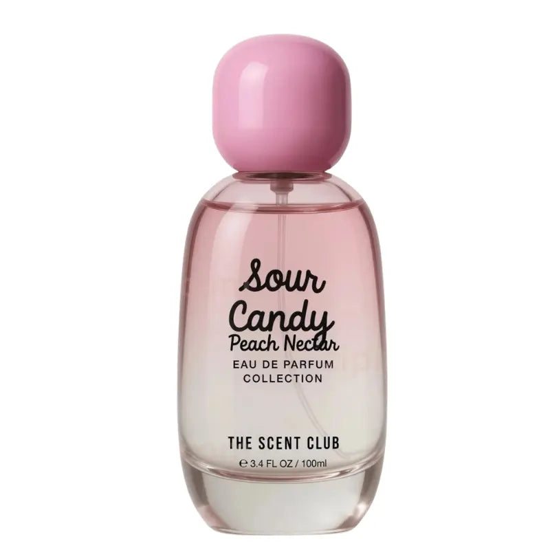 The Scent Club Sour Candy Peach Nectar Eau de Parfum 3.4 fl oz ombre pink bottle with pink cap