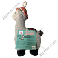 Thumbnail for Think Dog Land of Llamas grey llama chew toy — alternate front angle highlighting Andean chullo hat with ear flaps