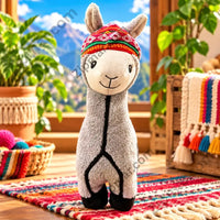 Thumbnail for Think Dog Land of Llamas grey llama dog chew toy — 3/4 front view showing black hooves and vivid geometric hat