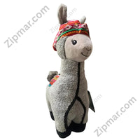 Thumbnail for Think Dog Land of Llamas grey llama dog chew toy displayed in boho Andean-styled room setting