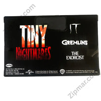 Thumbnail for Just Play Tiny Nightmares Terrif-Eyes 3-Pack box front featuring IT, Gremlins and The Exorcist logos officially licensed horror collectible, ages 17+