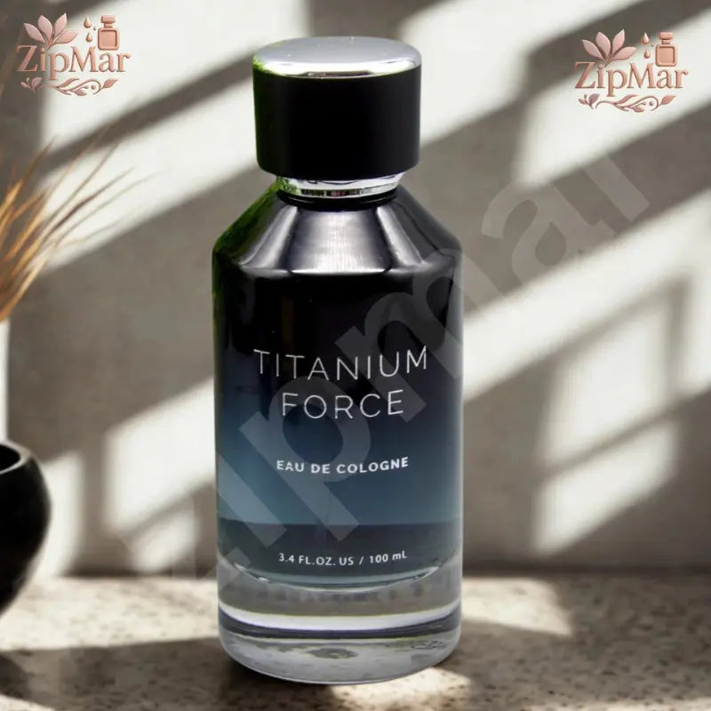 Titanium Force Eau de Cologne 3.4 fl oz 100 mL black to blue gradient glass bottle with black cap