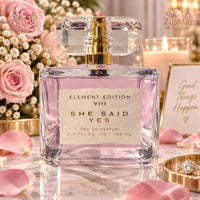 Thumbnail for Tru Fragrance Element Edition VIII She Said Yes Eau de Parfum 3.4 oz blush bottle with pink roses and engagement ring