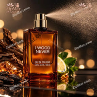 Thumbnail for Tru Fragrance I Wood Never eau de cologne 3.4 fl oz spraying from a gold atomizer