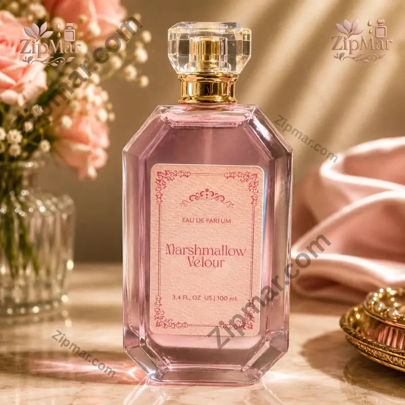Tru Fragrance Marshmallow Velour Eau de Parfum 3.4 fl oz 100 mL front label on pink bottle
