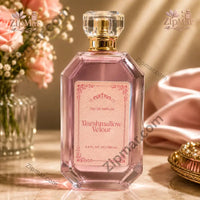 Thumbnail for Tru Fragrance Marshmallow Velour Eau de Parfum 3.4 fl oz 100 mL front label on pink bottle