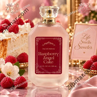 Thumbnail for Tru Fragrance Raspberry Angel Cake eau de parfum 3.4 fl oz 100 mL front label on frosted pink bottle