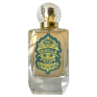 Thumbnail for An angled perspective highlighting the unique, multi-faceted crystal-like cap and golden collar of the Tru Fragrance Vanilla Potion perfume bottle.
