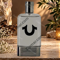 Thumbnail for True Religion Own Your True Homme glass bottle with black horseshoe logo and silver cap
