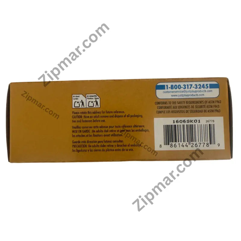 Bottom of box showing UPC barcode 886144267789 and model number 26778 for Just Play A Christmas Story figure set