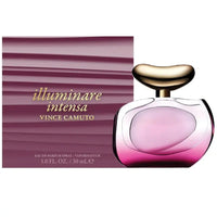 Thumbnail for Vince Camuto Illuminare Intensa Eau de Parfum 1.0 fl oz contoured bottle beside deep magenta textured box