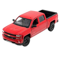 Thumbnail for Three quarter front view of Welly 2017 Chevrolet Silverado red diecast model
