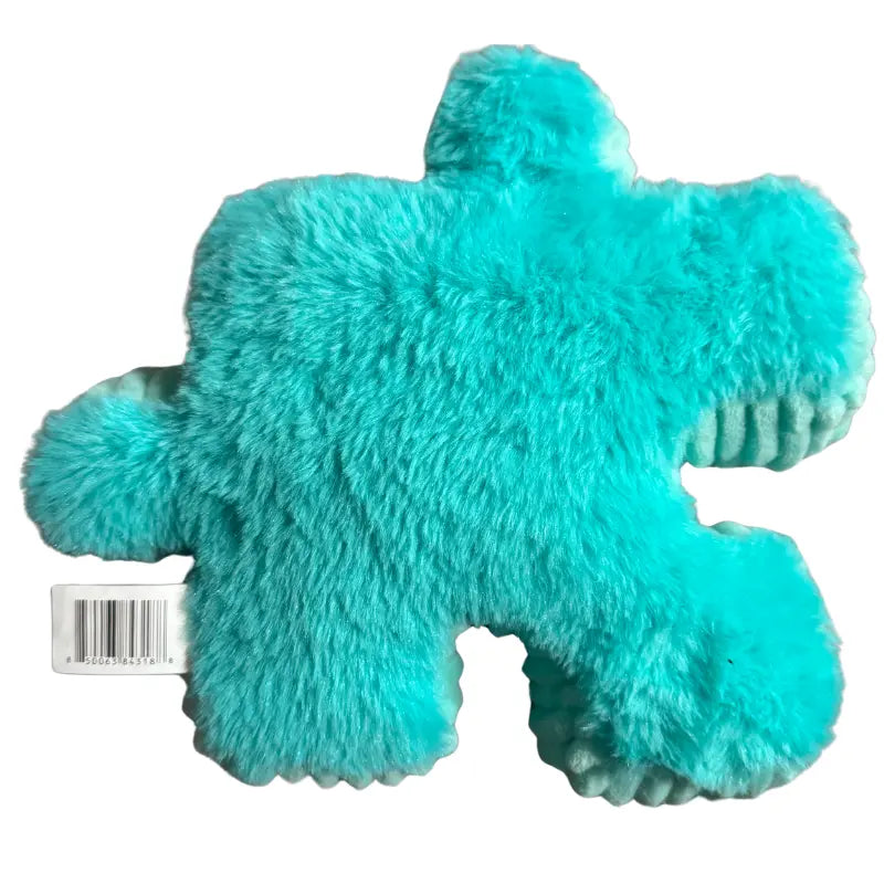 Back view of YooZoo Puzzlez Austin Teal Gorilla plush displaying fabric barcode tush tag
