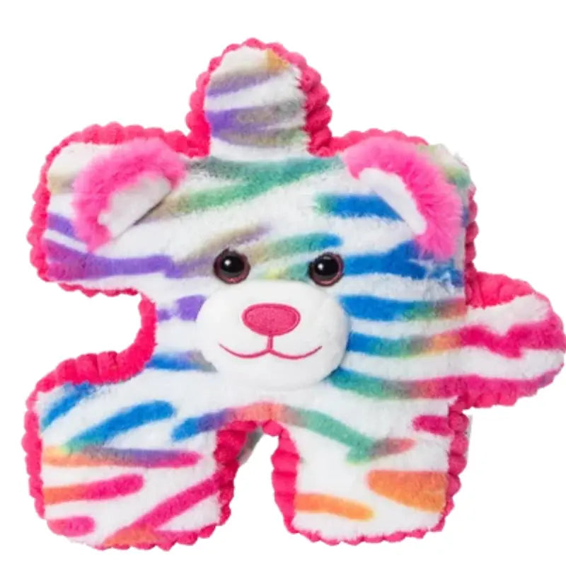 YooZoo Puzzlez Bailey Rainbow Tiger puzzle piece plush front view