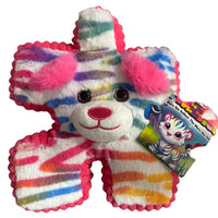 Thumbnail for YooZoo Puzzlez Bailey Rainbow Tiger plush front displaying puzzle piece graphic hangtag