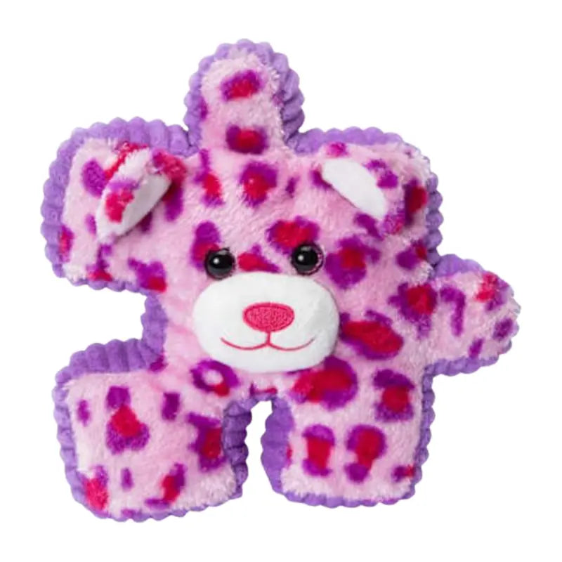 Flat front view showing Layla Leopard puzzle piece design