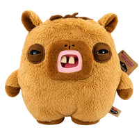 Thumbnail for Studio front view of Zuru Fuggler Chunky Fuggs Cap'n Blathering Barry capybara plush with buck teeth and pink mouth