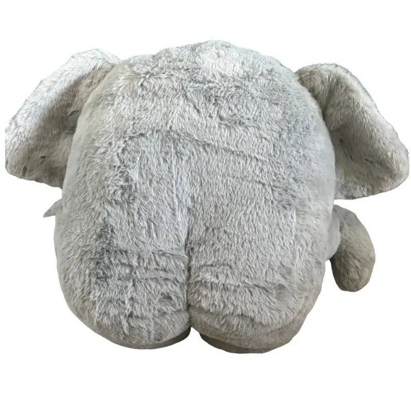 Rear view of grey plush showing rounded ears and Fuggler seam detailing